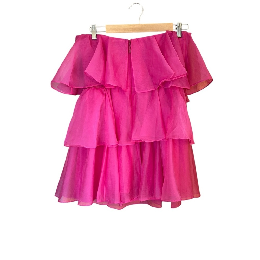 Abercrombie & Fitch Tiered Organza Pink Mini Dress MP - Picture 5 of 10